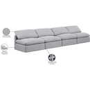 Meridian Indulge Grey Linen Textured Fabric Modular Sofa IMAGE 6