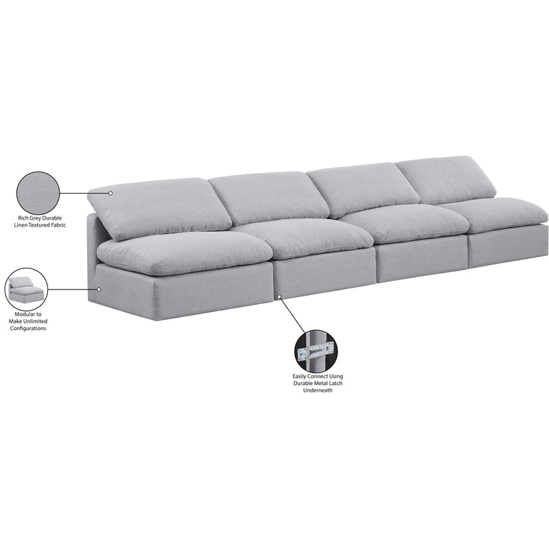 Meridian Indulge Grey Linen Textured Fabric Modular Sofa IMAGE 6