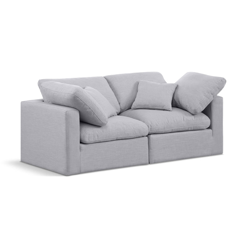 Meridian Indulge Grey Linen Textured Fabric Modular Sofa IMAGE 1