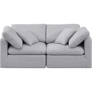 Meridian Indulge Grey Linen Textured Fabric Modular Sofa IMAGE 4