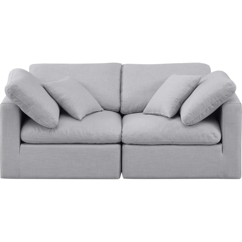 Meridian Indulge Grey Linen Textured Fabric Modular Sofa IMAGE 4