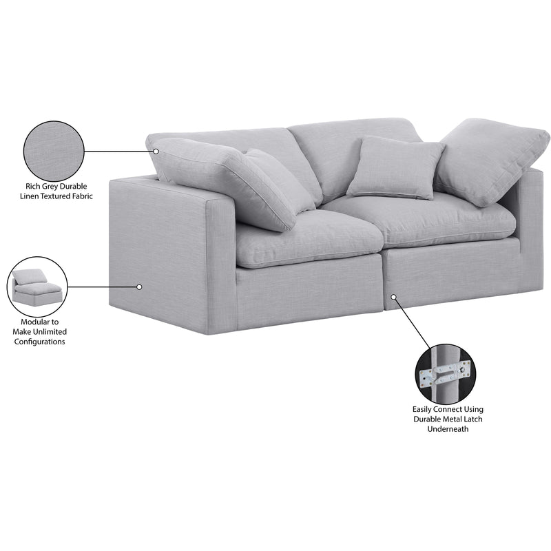 Meridian Indulge Grey Linen Textured Fabric Modular Sofa IMAGE 6