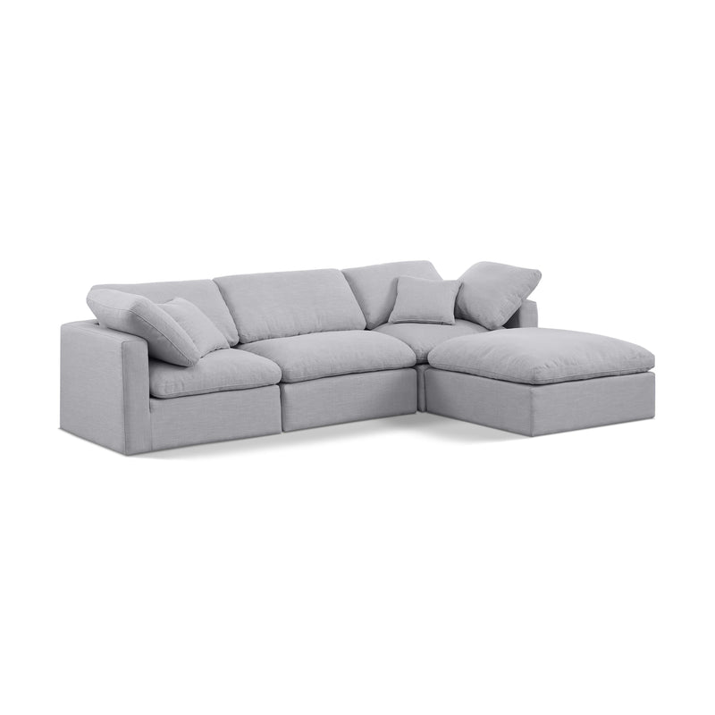 Meridian Indulge Grey Linen Textured Fabric Modular Sectional IMAGE 1