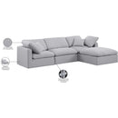 Meridian Indulge Grey Linen Textured Fabric Modular Sectional IMAGE 6