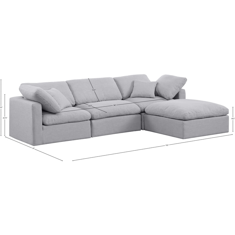 Meridian Indulge Grey Linen Textured Fabric Modular Sectional IMAGE 7
