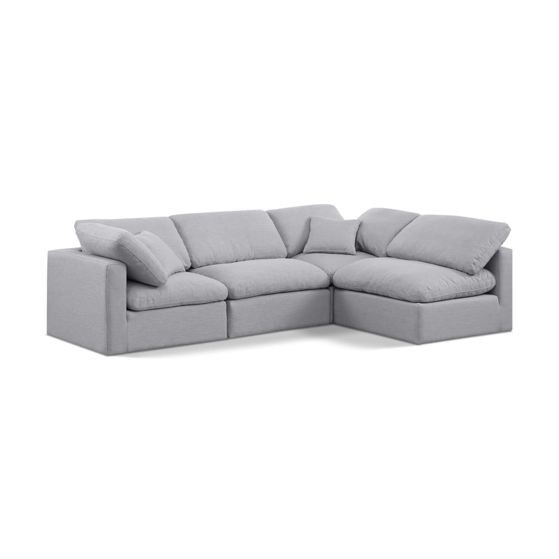 Meridian Indulge Grey Linen Textured Fabric Modular Sectional IMAGE 1