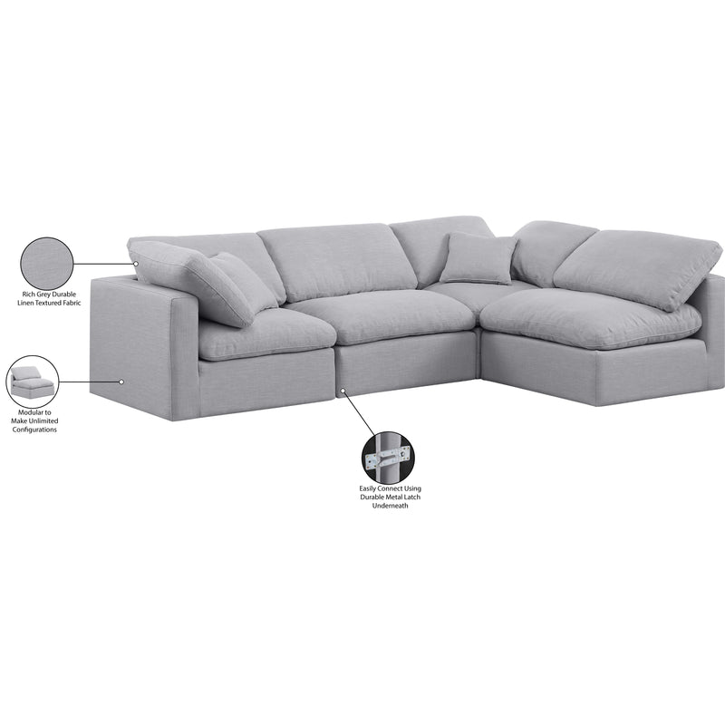 Meridian Indulge Grey Linen Textured Fabric Modular Sectional IMAGE 6