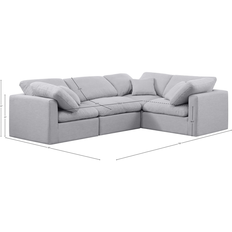 Meridian Indulge Grey Linen Textured Fabric Modular Sectional IMAGE 10