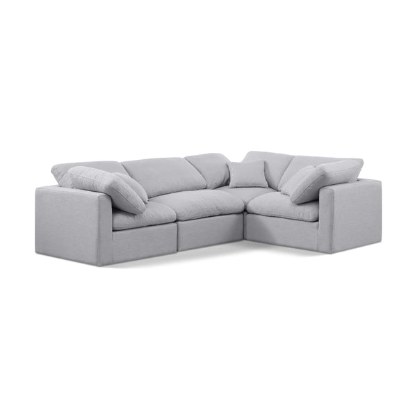 Meridian Indulge Grey Linen Textured Fabric Modular Sectional IMAGE 1