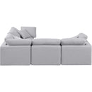 Meridian Indulge Grey Linen Textured Fabric Modular Sectional IMAGE 5