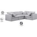 Meridian Indulge Grey Linen Textured Fabric Modular Sectional IMAGE 9