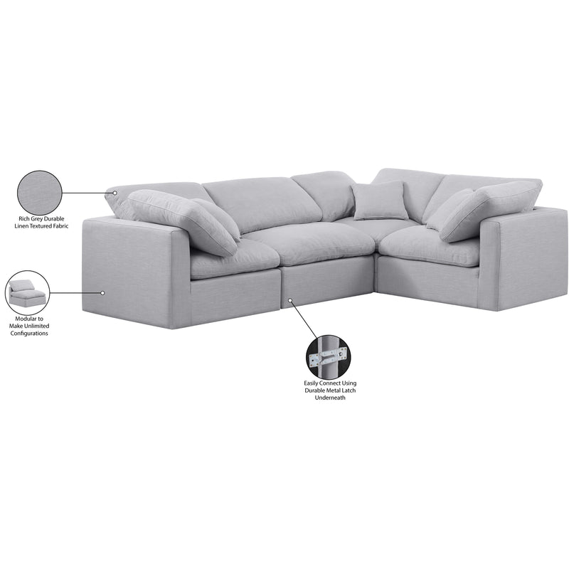Meridian Indulge Grey Linen Textured Fabric Modular Sectional IMAGE 9
