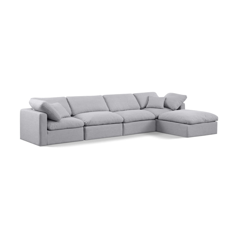 Meridian Indulge Grey Linen Textured Fabric Modular Sectional IMAGE 1