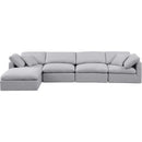 Meridian Indulge Grey Linen Textured Fabric Modular Sectional IMAGE 4