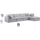 Meridian Indulge Grey Linen Textured Fabric Modular Sectional IMAGE 6