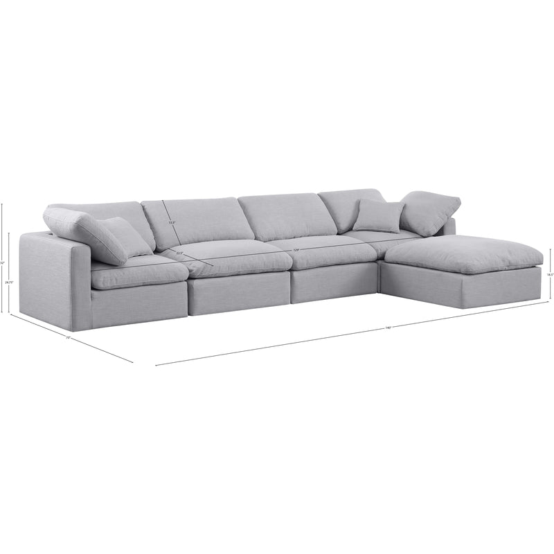 Meridian Indulge Grey Linen Textured Fabric Modular Sectional IMAGE 7