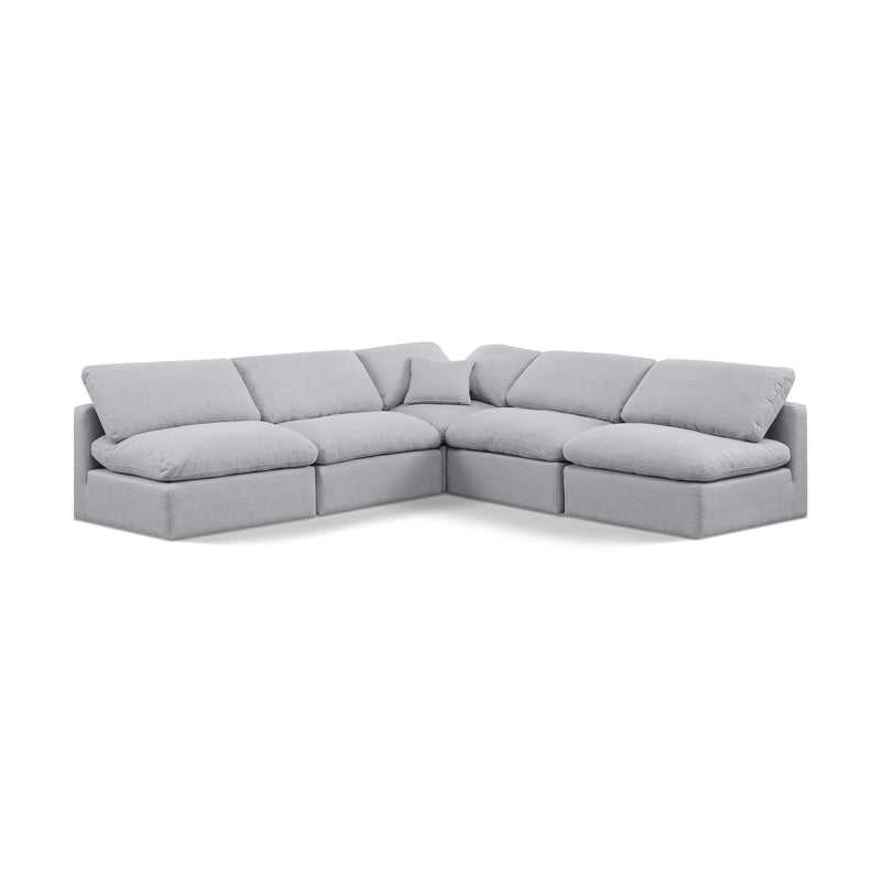 Meridian Indulge Grey Linen Textured Fabric Modular Sectional IMAGE 1