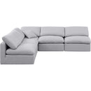 Meridian Indulge Grey Linen Textured Fabric Modular Sectional IMAGE 4