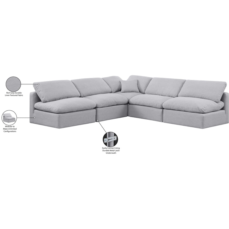 Meridian Indulge Grey Linen Textured Fabric Modular Sectional IMAGE 6