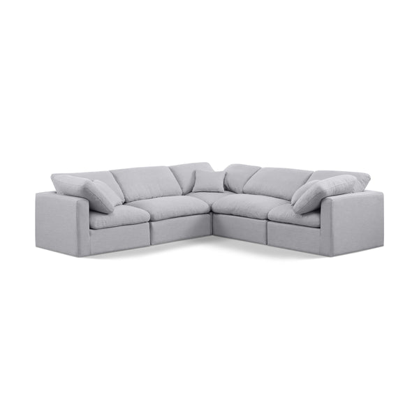 Meridian Indulge Grey Linen Textured Fabric Modular Sectional IMAGE 1