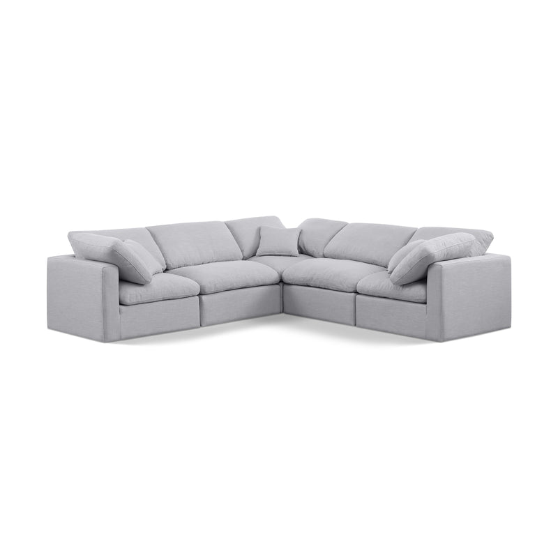 Meridian Indulge Grey Linen Textured Fabric Modular Sectional IMAGE 1