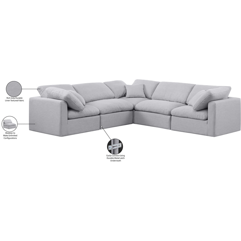 Meridian Indulge Grey Linen Textured Fabric Modular Sectional IMAGE 6