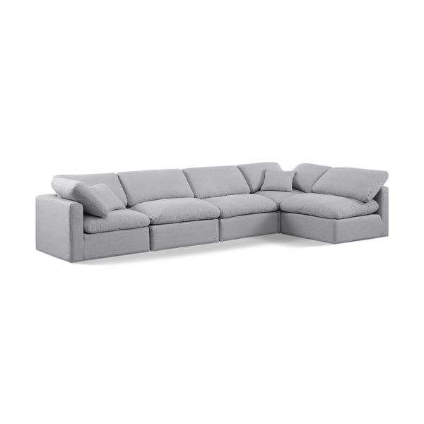 Meridian Indulge Grey Linen Textured Fabric Modular Sectional IMAGE 1