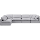 Meridian Indulge Grey Linen Textured Fabric Modular Sectional IMAGE 4