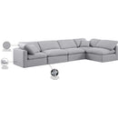 Meridian Indulge Grey Linen Textured Fabric Modular Sectional IMAGE 6