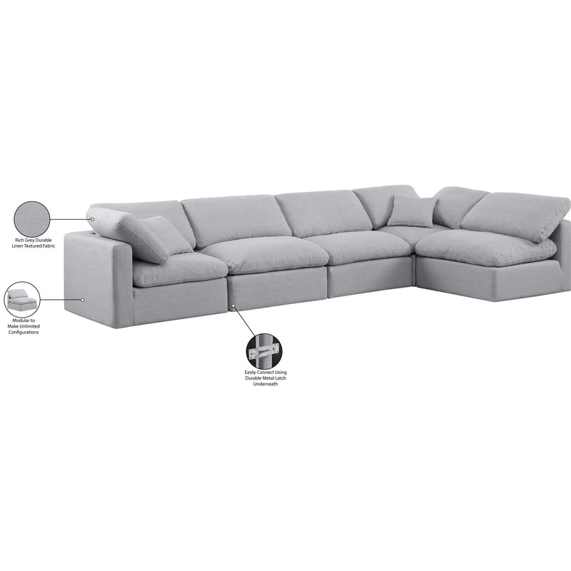 Meridian Indulge Grey Linen Textured Fabric Modular Sectional IMAGE 6