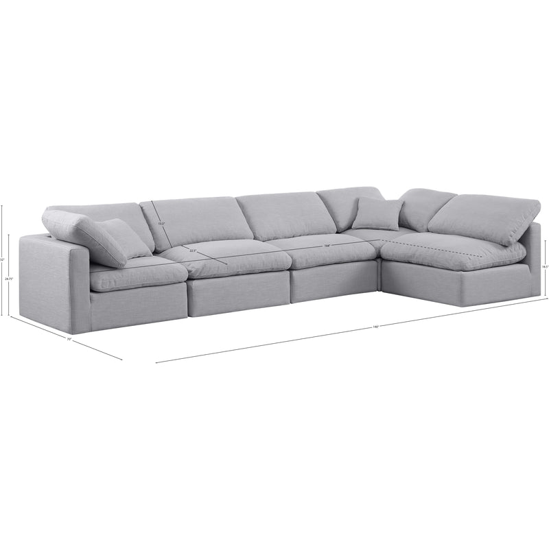 Meridian Indulge Grey Linen Textured Fabric Modular Sectional IMAGE 7