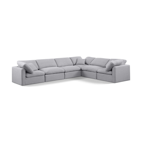 Meridian Indulge Grey Linen Textured Fabric Modular Sectional IMAGE 1