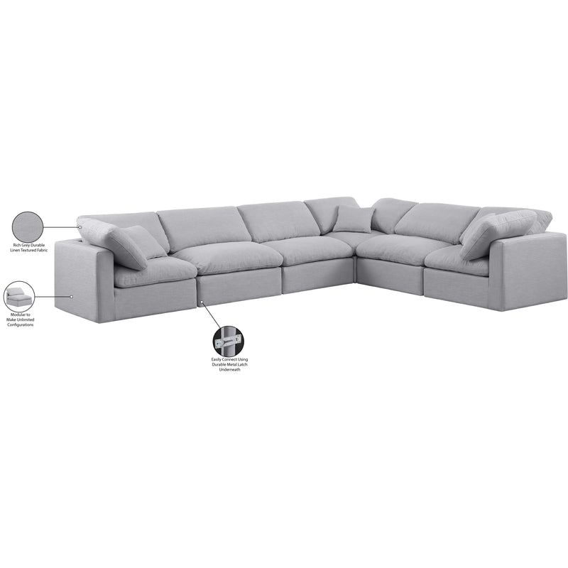 Meridian Indulge Grey Linen Textured Fabric Modular Sectional IMAGE 6