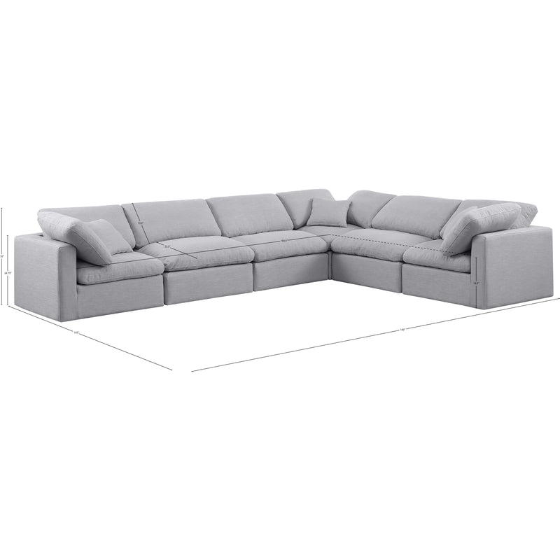 Meridian Indulge Grey Linen Textured Fabric Modular Sectional IMAGE 7