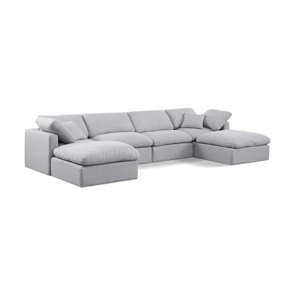 Meridian Indulge Grey Linen Textured Fabric Modular Sectional IMAGE 1