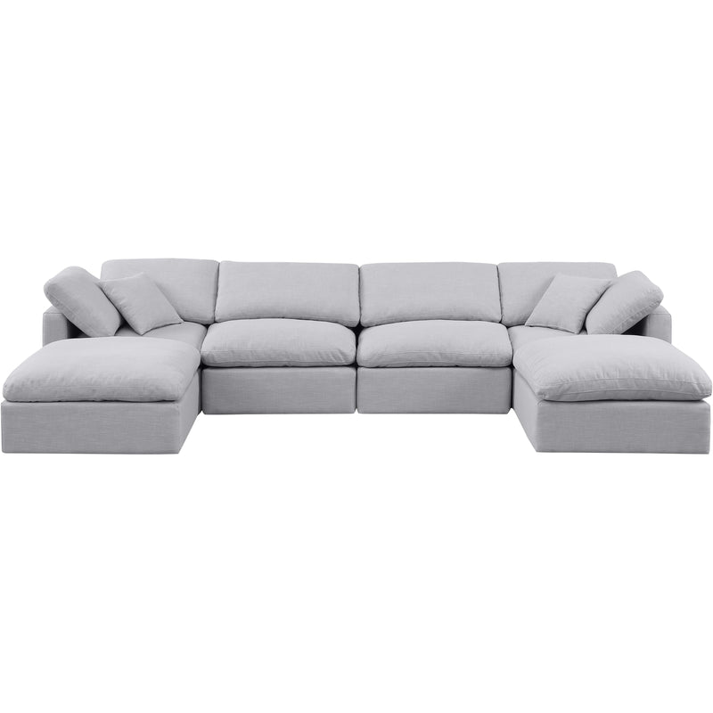 Meridian Indulge Grey Linen Textured Fabric Modular Sectional IMAGE 4