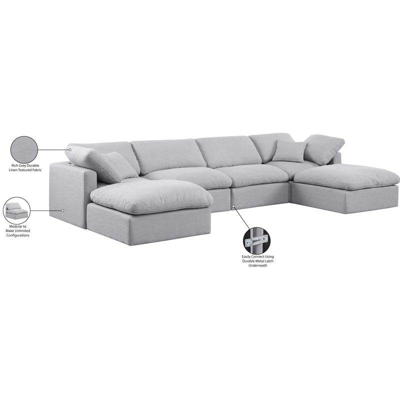 Meridian Indulge Grey Linen Textured Fabric Modular Sectional IMAGE 6