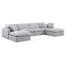Meridian Indulge Grey Linen Textured Fabric Modular Sectional IMAGE 7