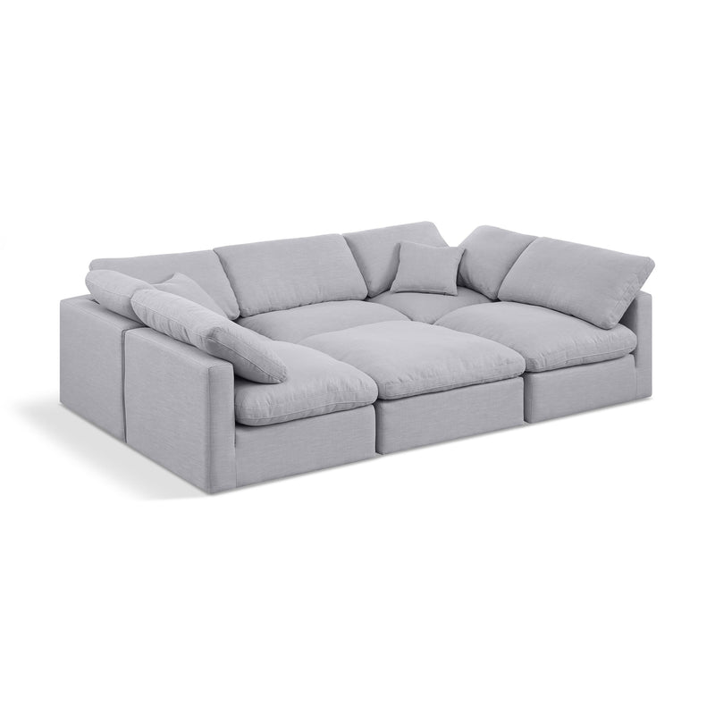Meridian Indulge Grey Linen Textured Fabric Modular Sectional IMAGE 1