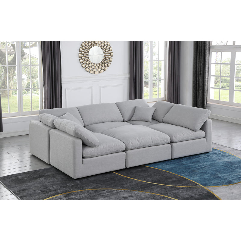 Meridian Indulge Grey Linen Textured Fabric Modular Sectional IMAGE 2