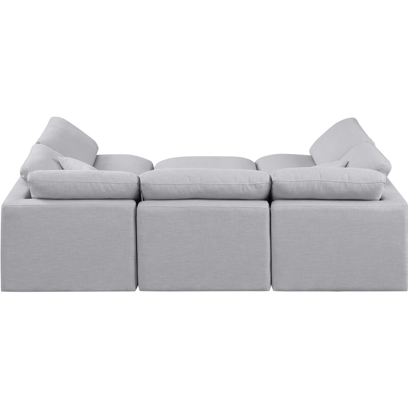 Meridian Indulge Grey Linen Textured Fabric Modular Sectional IMAGE 3