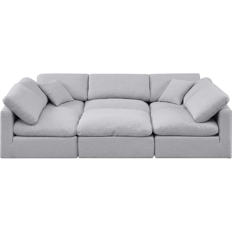Meridian Indulge Grey Linen Textured Fabric Modular Sectional IMAGE 4