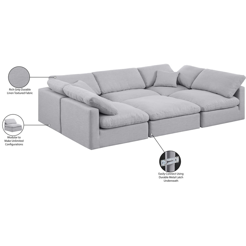 Meridian Indulge Grey Linen Textured Fabric Modular Sectional IMAGE 6