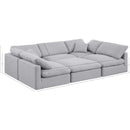 Meridian Indulge Grey Linen Textured Fabric Modular Sectional IMAGE 7