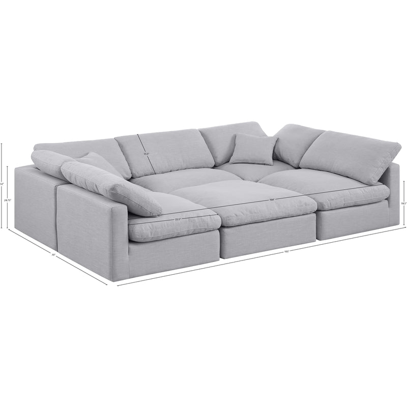 Meridian Indulge Grey Linen Textured Fabric Modular Sectional IMAGE 7