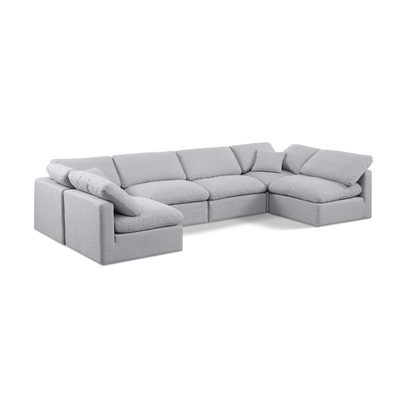 Meridian Indulge Grey Linen Textured Fabric Modular Sectional IMAGE 1