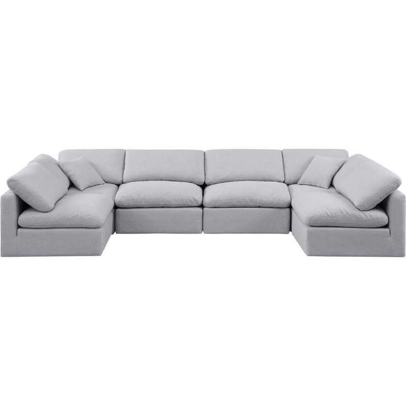 Meridian Indulge Grey Linen Textured Fabric Modular Sectional IMAGE 4