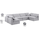 Meridian Indulge Grey Linen Textured Fabric Modular Sectional IMAGE 6