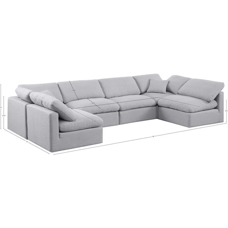Meridian Indulge Grey Linen Textured Fabric Modular Sectional IMAGE 7