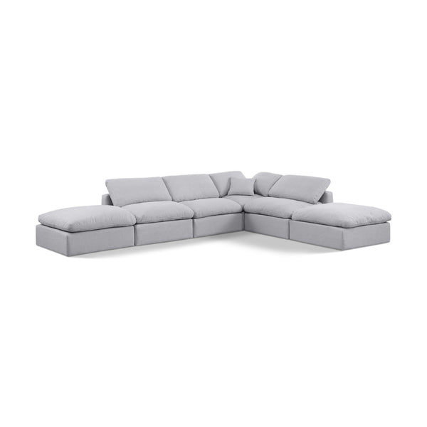 Meridian Indulge Grey Linen Textured Fabric Modular Sectional IMAGE 1